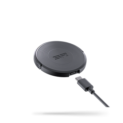 Black wireless charging pad with USB-C cable