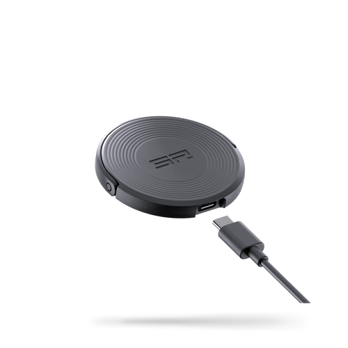 Black wireless charging pad with USB-C cable